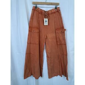 Easel Los Angeles Women's Cargo Wide Leg Pants Orange Size L Lounge